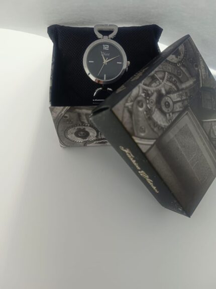 Silver Stainless Steel Oval Watch_Black