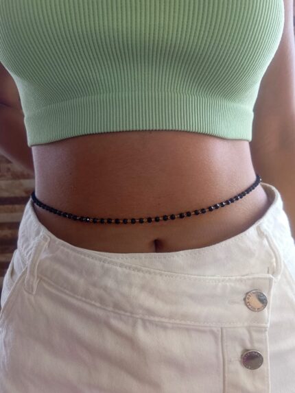 Three in One Belly Chain_Black pearls