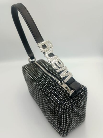 Elegant Black Rectangular Strass Bag
