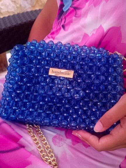 Handmade Blue Beaded Bag