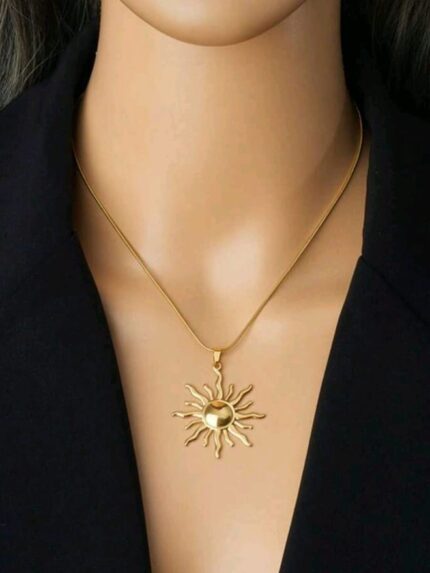 Sun Round Gold Necklace